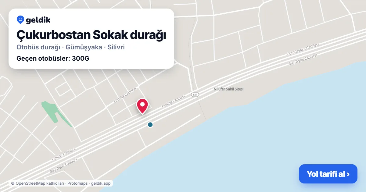 Çukurbostan Sokak otobüs durağı haritada: konumu ve yakındaki duraklar