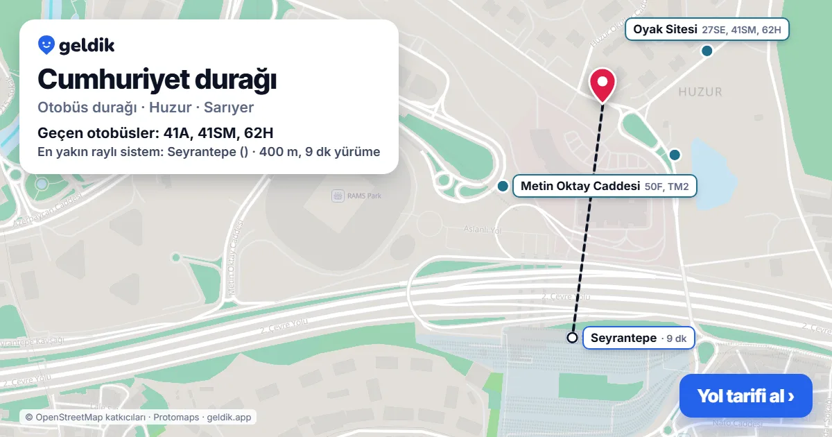 Cumhuriyet otobüs durağı haritada: konumu ve yakındaki duraklar