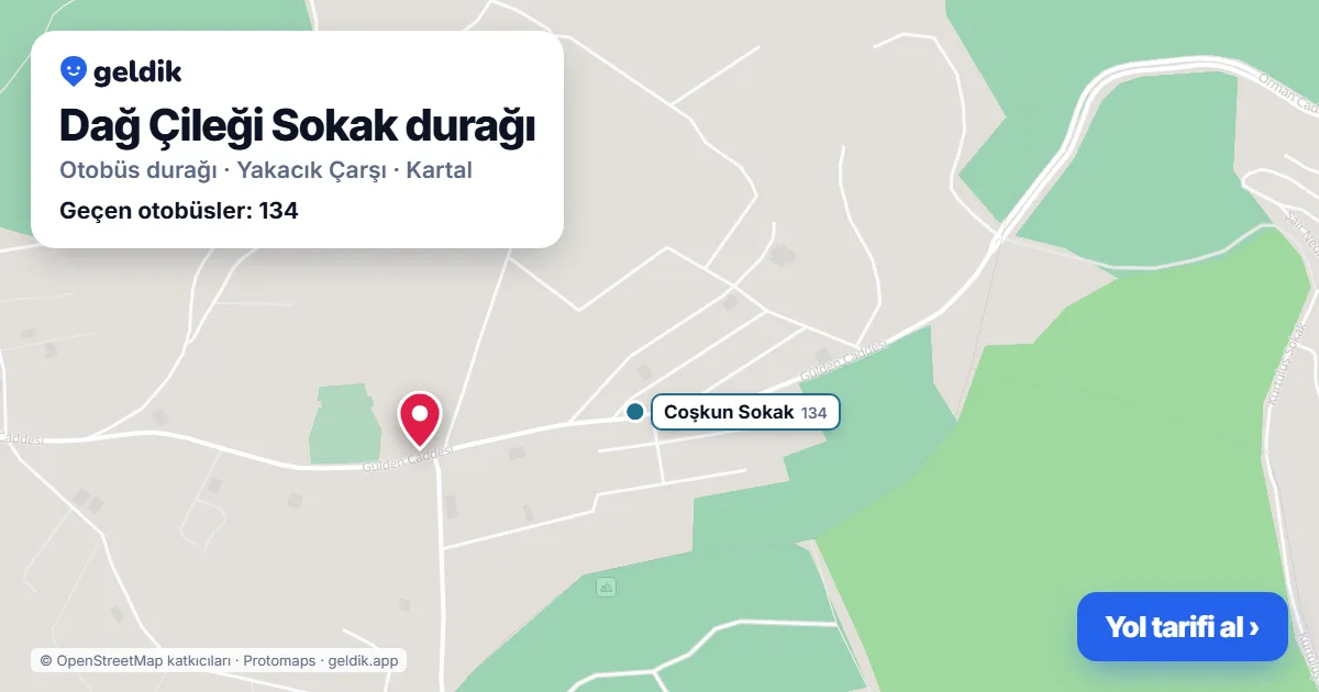Dağ Çileği Sokak otobüs durağı haritada: konumu ve yakındaki duraklar