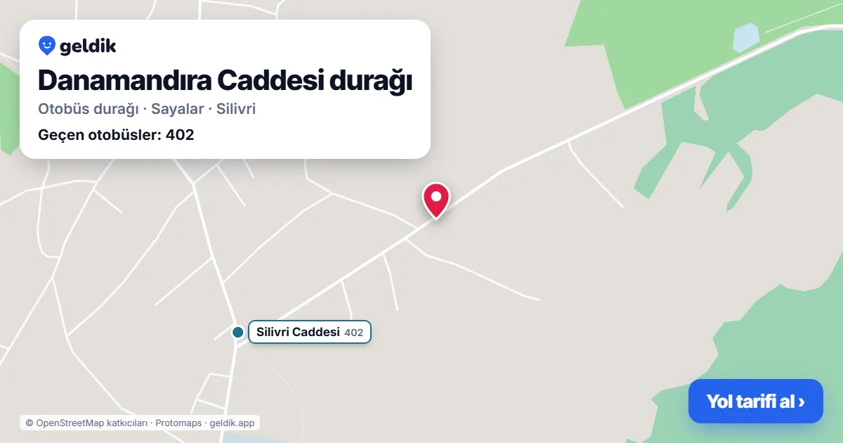 Danamandıra Caddesi otobüs durağı haritada: konumu ve yakındaki duraklar