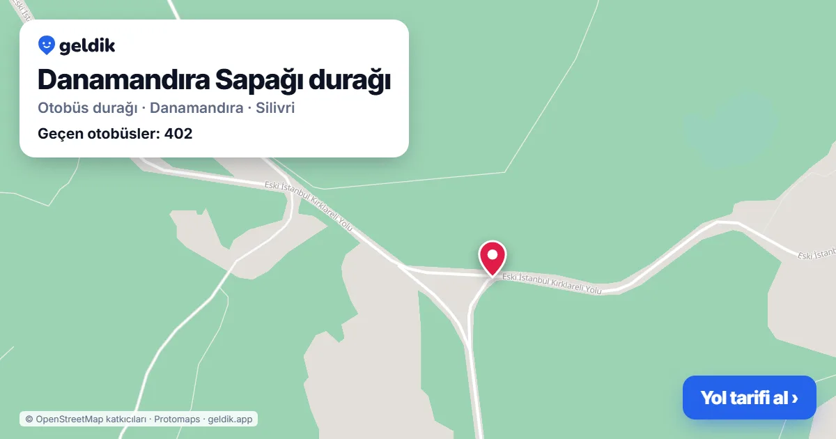 Danamandıra Sapağı otobüs durağı haritada: konumu ve yakındaki duraklar
