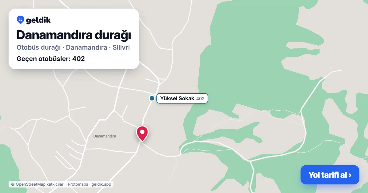 Danamandıra otobüs durağı haritada: konumu ve yakındaki duraklar