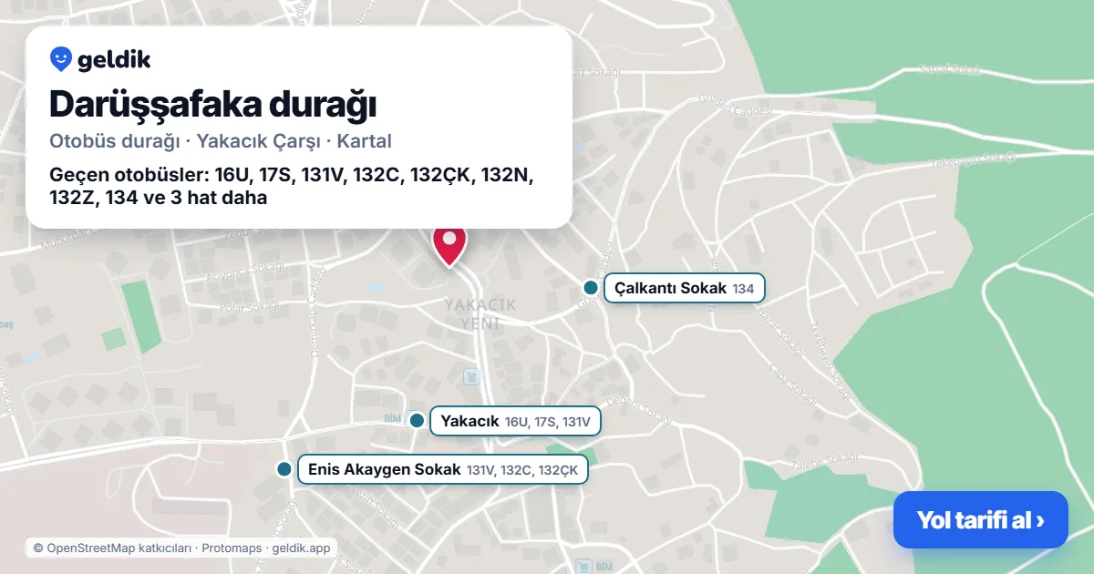 Darüşşafaka otobüs durağı haritada: konumu ve yakındaki duraklar