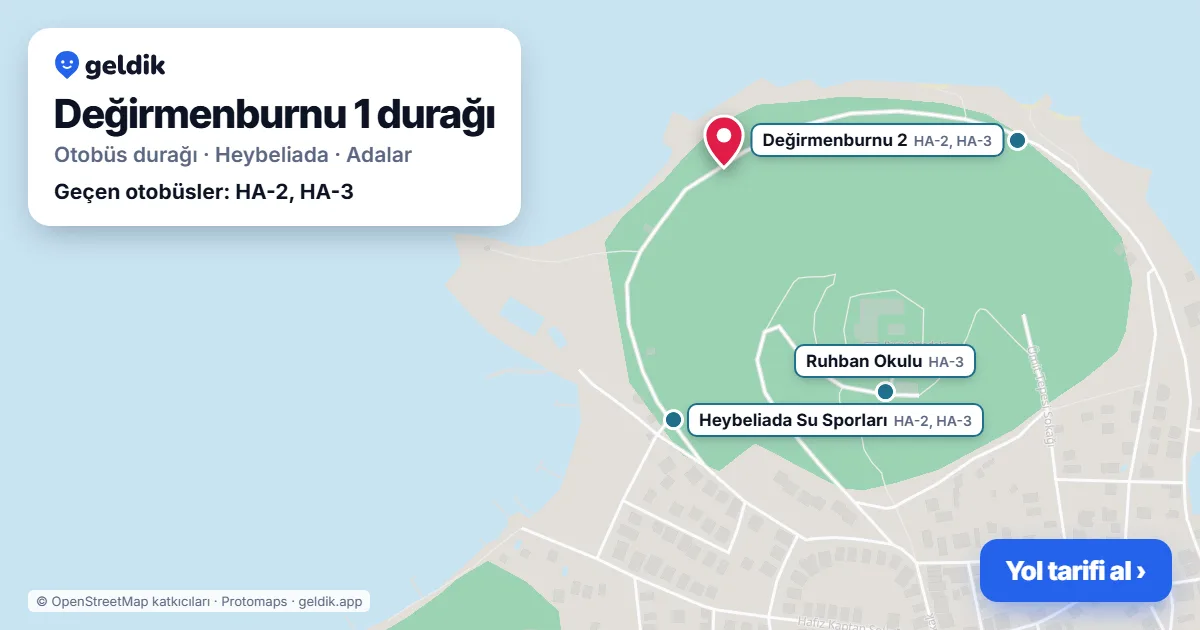 Değirmenburnu 1 otobüs durağı haritada: konumu ve yakındaki duraklar