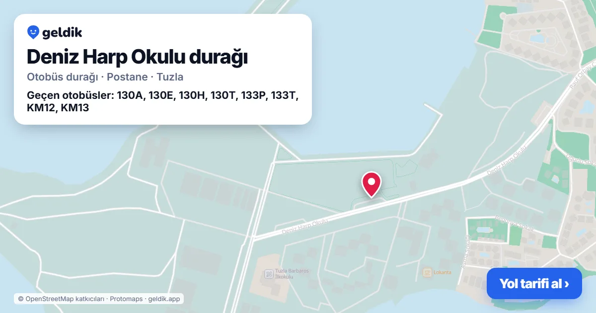 Deniz Harp Okulu otobüs durağı haritada: konumu ve yakındaki duraklar