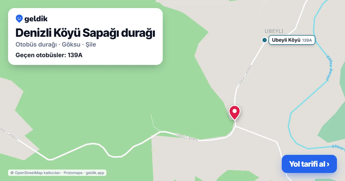 Denizli Köyü Sapağı otobüs durağı haritada: konumu ve yakındaki duraklar