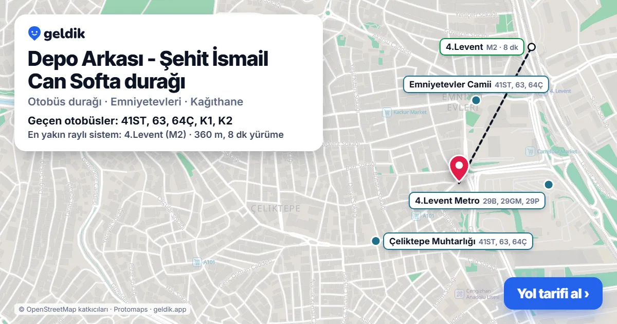 Depo Arkası - Şehit İsmail Can Softa otobüs durağı haritada: konumu ve yakındaki duraklar