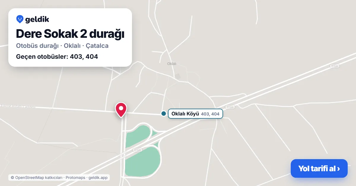 Dere Sokak 2 otobüs durağı haritada: konumu ve yakındaki duraklar