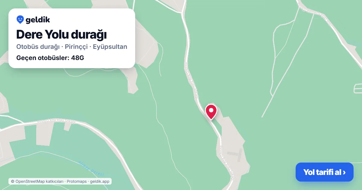 Dere Yolu otobüs durağı haritada: konumu ve yakındaki duraklar