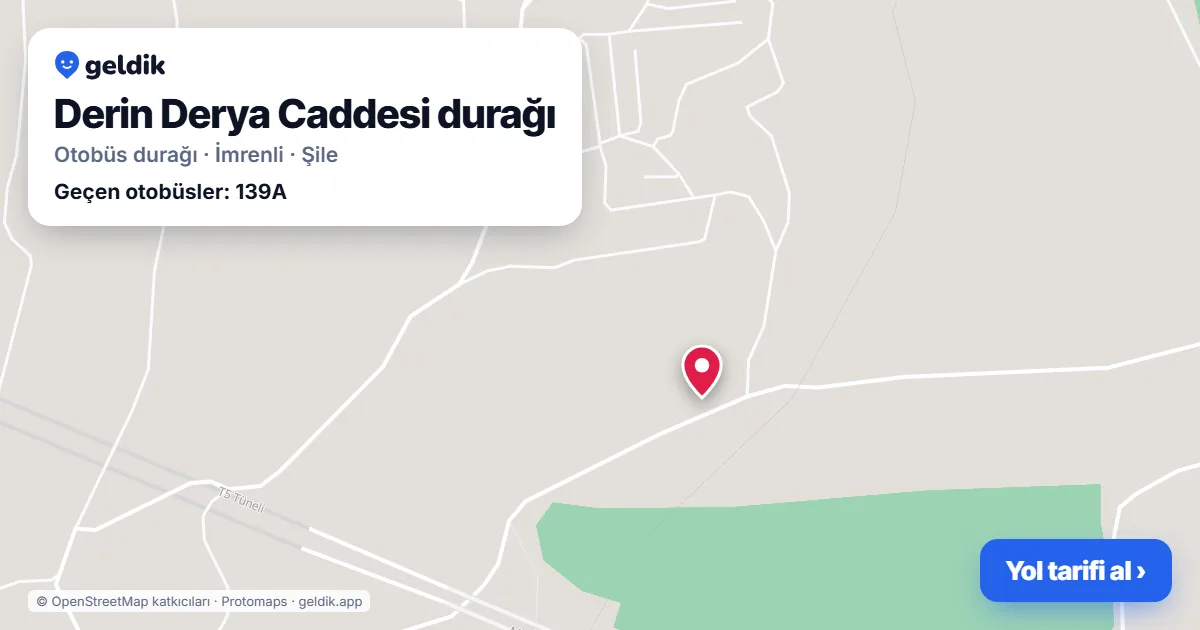 Derin Derya Caddesi otobüs durağı haritada: konumu ve yakındaki duraklar