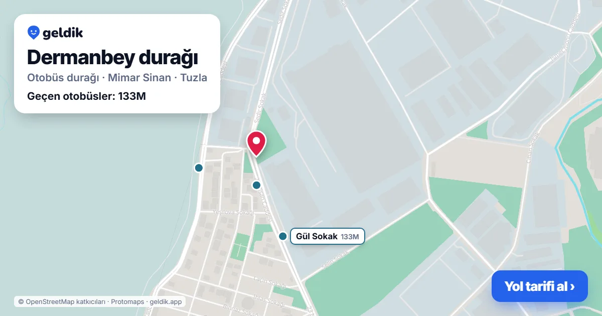Dermanbey otobüs durağı haritada: konumu ve yakındaki duraklar