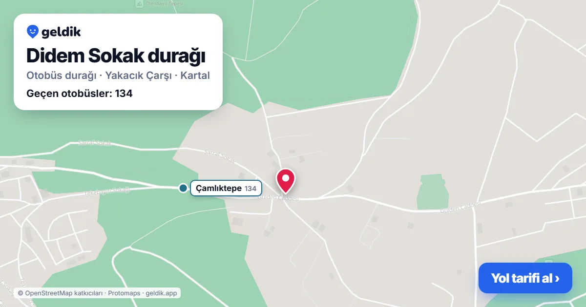Didem Sokak otobüs durağı haritada: konumu ve yakındaki duraklar