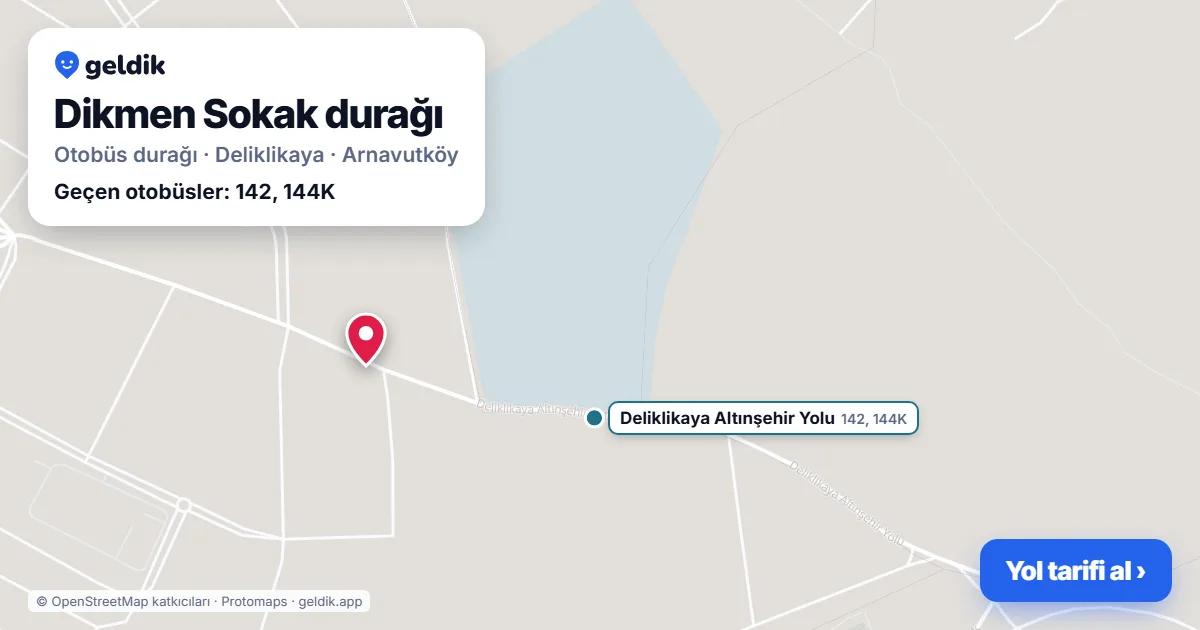 Dikmen Sokak otobüs durağı haritada: konumu ve yakındaki duraklar