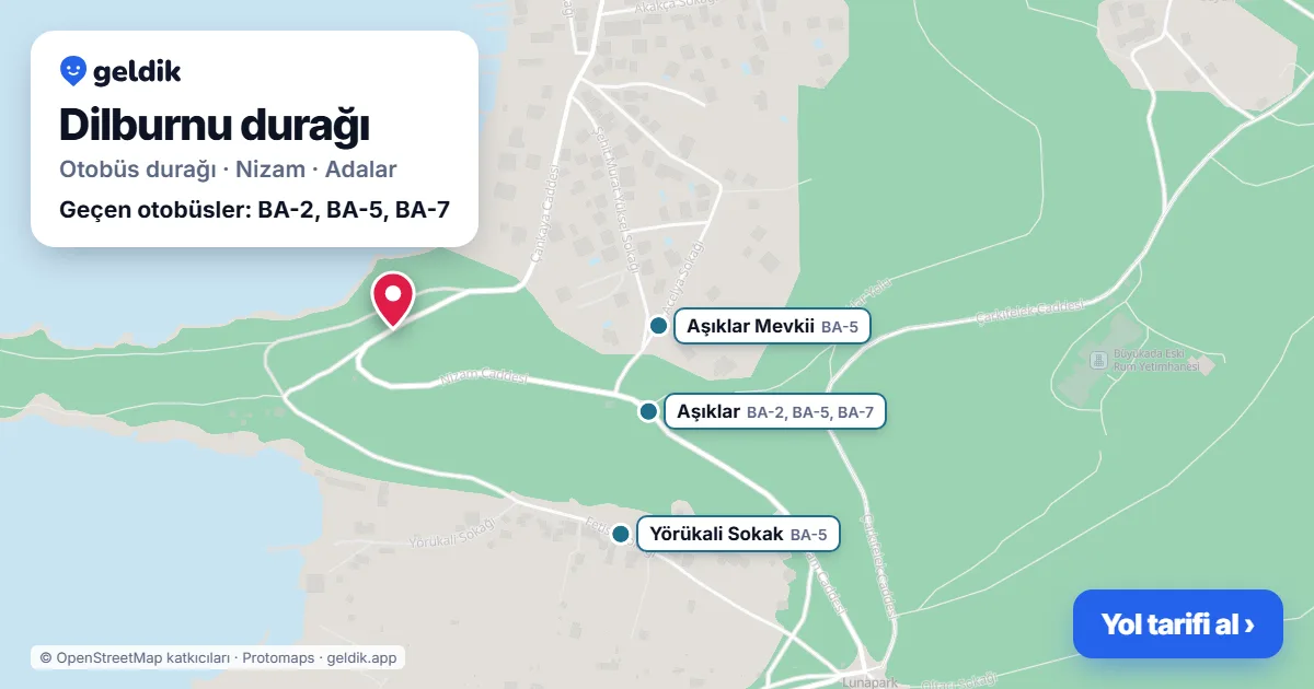 Dilburnu otobüs durağı haritada: konumu ve yakındaki duraklar