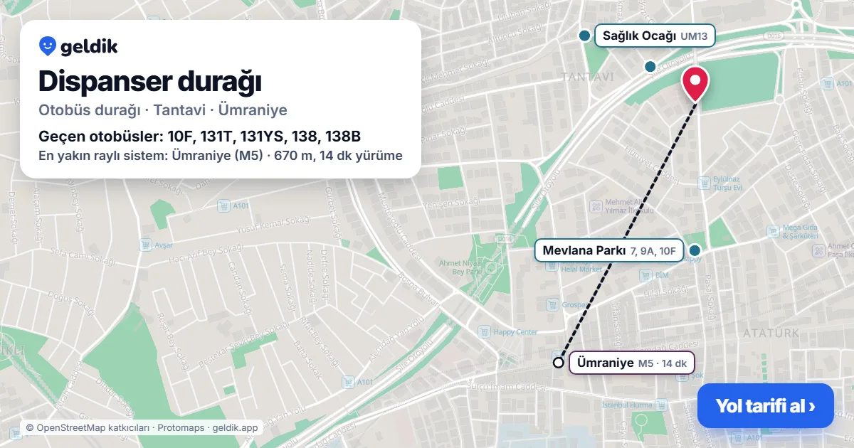 Dispanser otobüs durağı haritada: konumu ve yakındaki duraklar