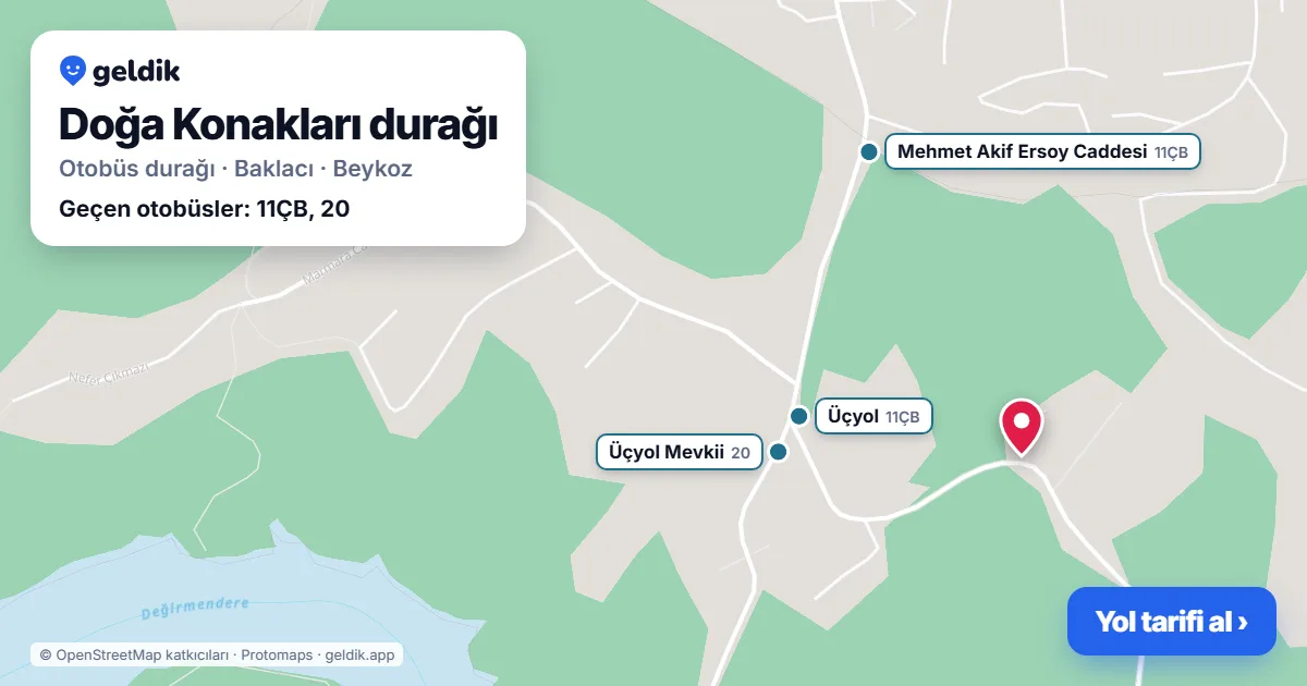 Doğa Konakları otobüs durağı haritada: konumu ve yakındaki duraklar