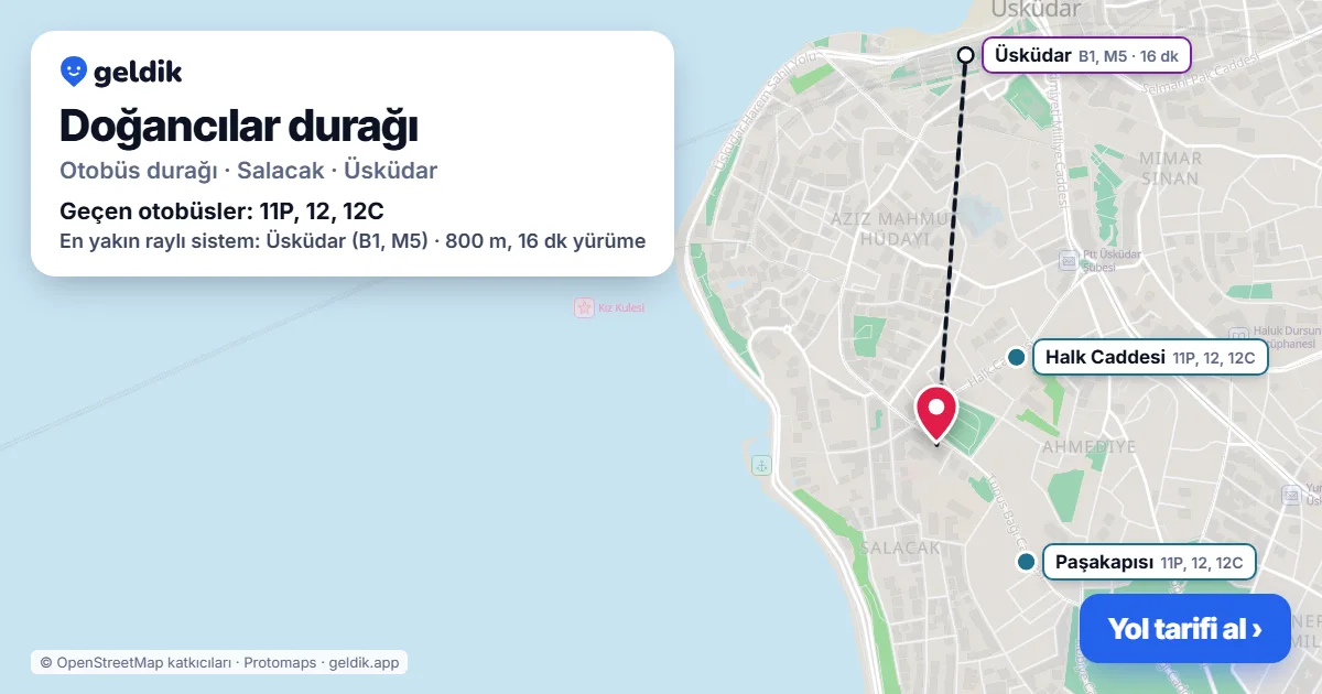 Doğancılar otobüs durağı haritada: konumu ve yakındaki duraklar