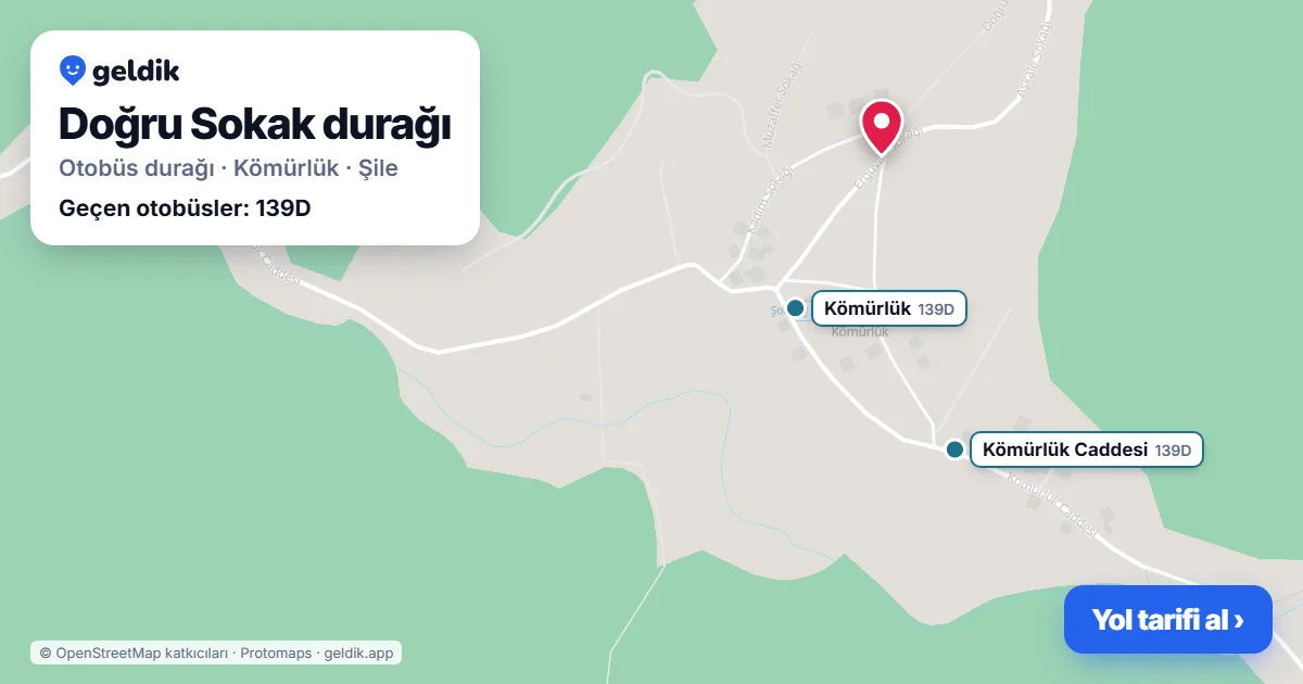 Doğru Sokak otobüs durağı haritada: konumu ve yakındaki duraklar