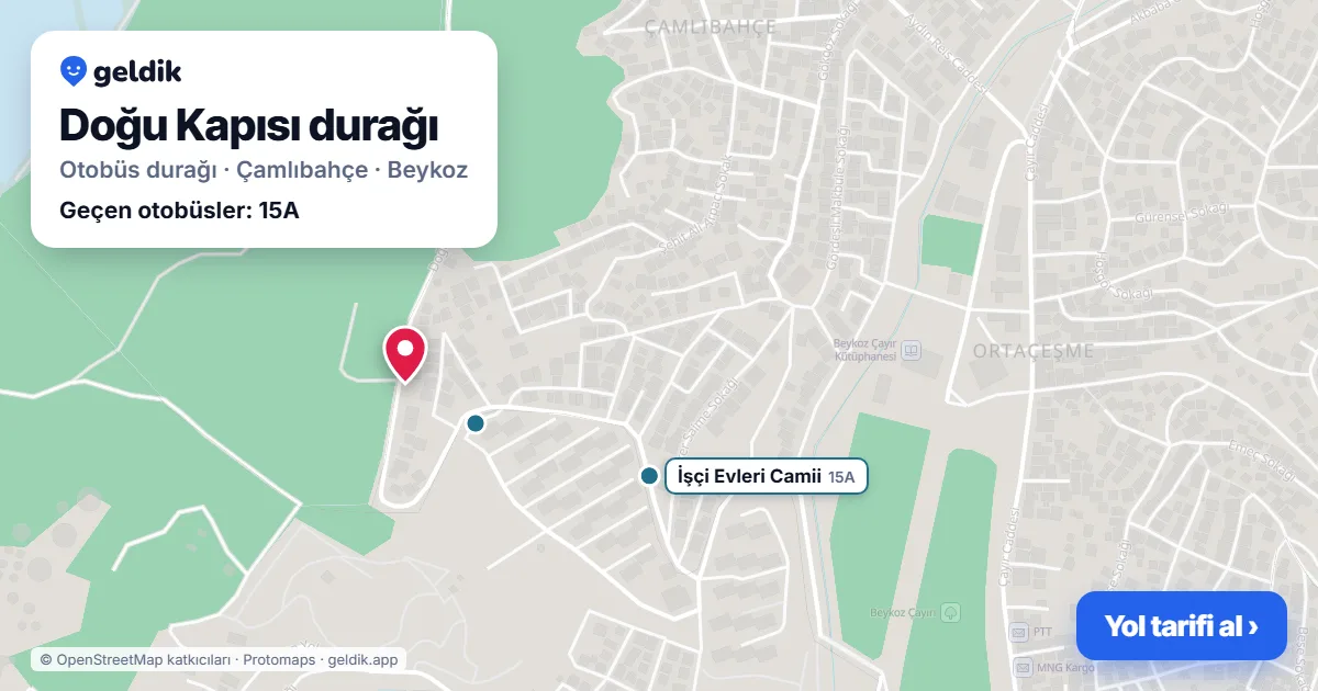 Doğu Kapısı otobüs durağı haritada: konumu ve yakındaki duraklar