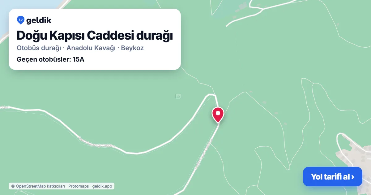 Doğu Kapısı Caddesi otobüs durağı haritada: konumu ve yakındaki duraklar