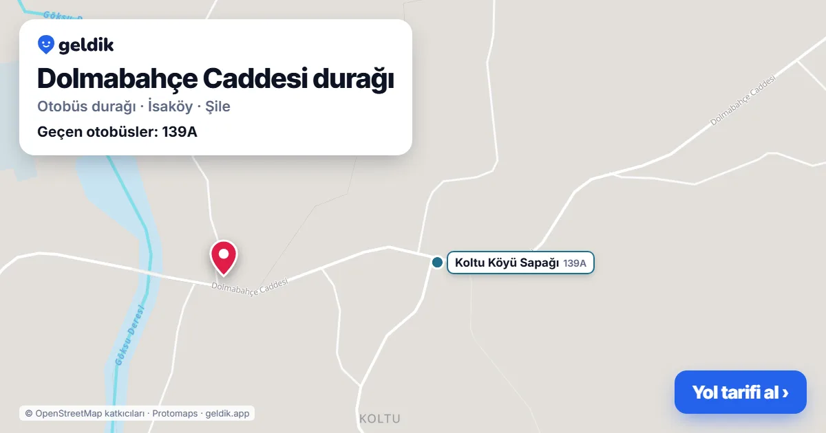 Dolmabahçe Caddesi otobüs durağı haritada: konumu ve yakındaki duraklar
