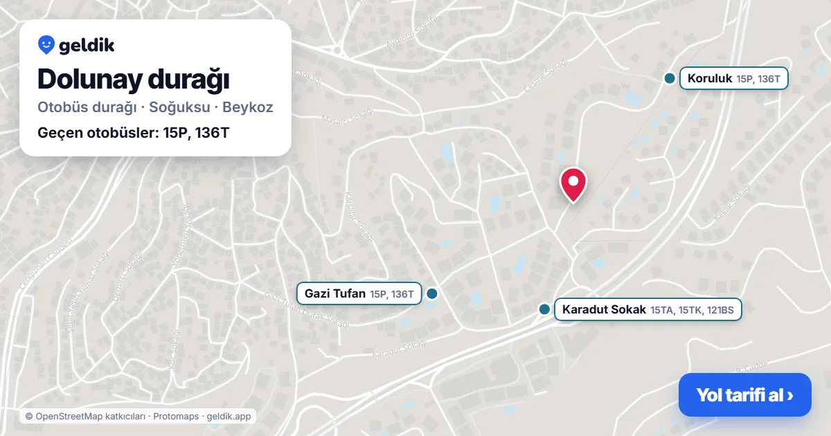 Dolunay otobüs durağı haritada: konumu ve yakındaki duraklar