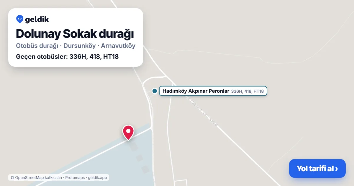 Dolunay Sokak otobüs durağı haritada: konumu ve yakındaki duraklar