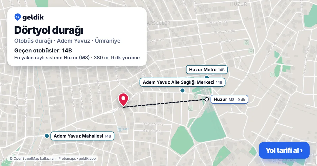 Dörtyol otobüs durağı haritada: konumu ve yakındaki duraklar