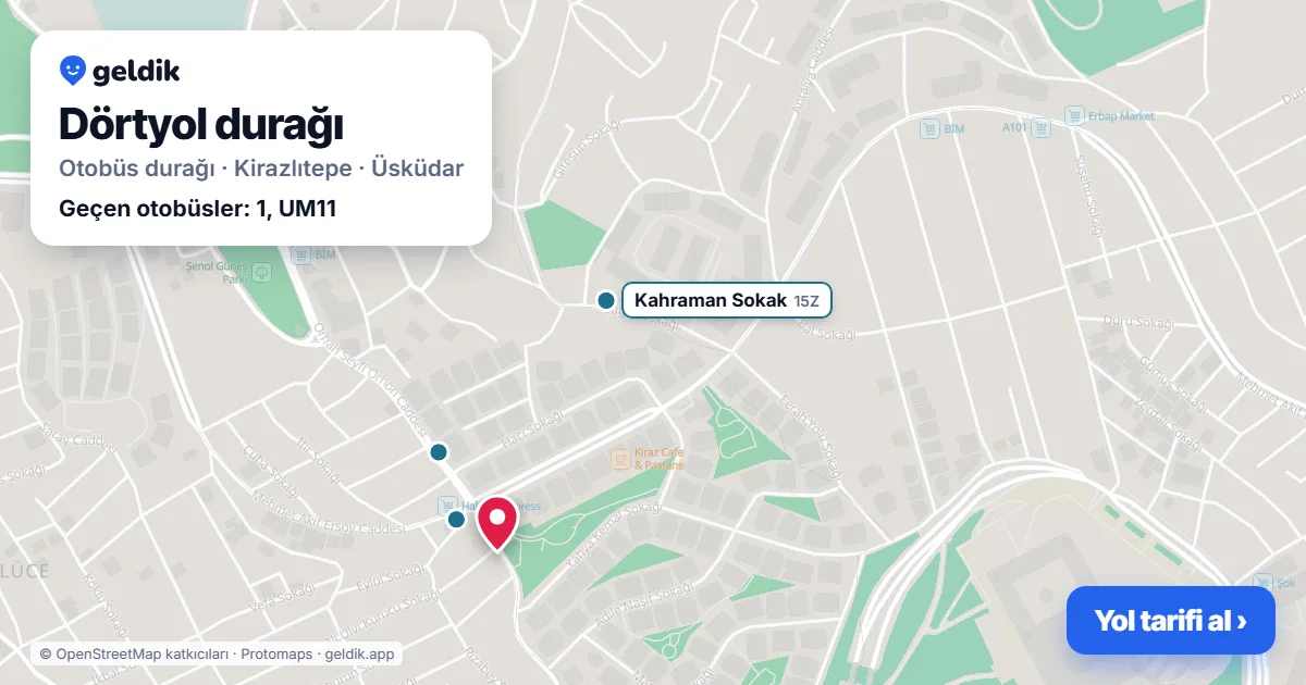 Dörtyol otobüs durağı haritada: konumu ve yakındaki duraklar