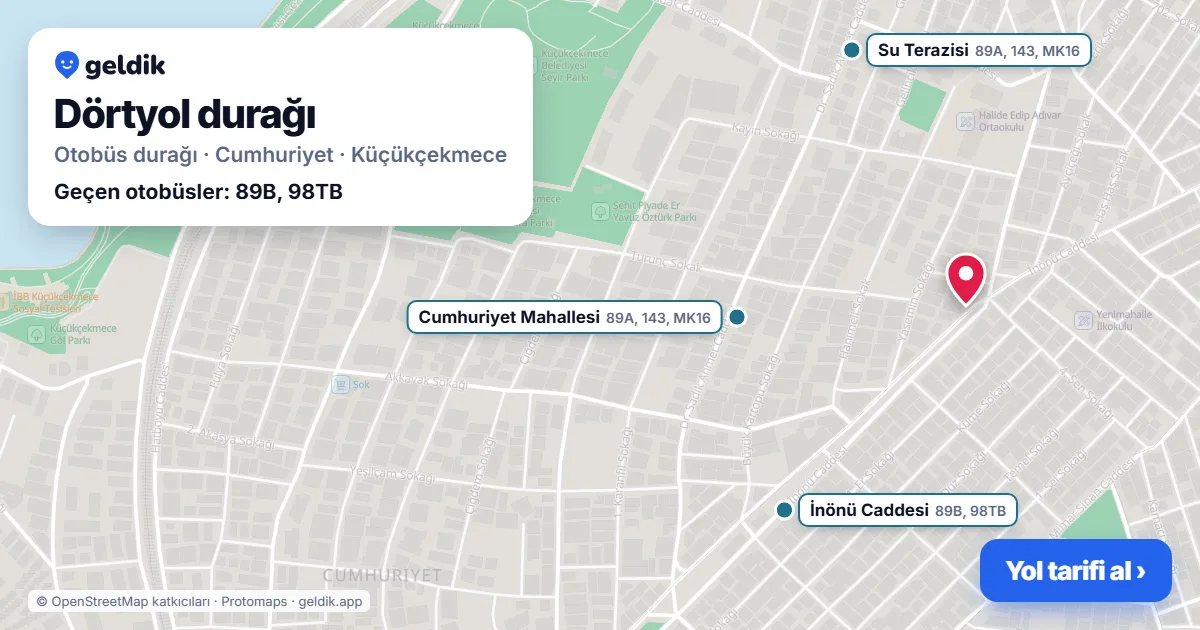 Dörtyol otobüs durağı haritada: konumu ve yakındaki duraklar