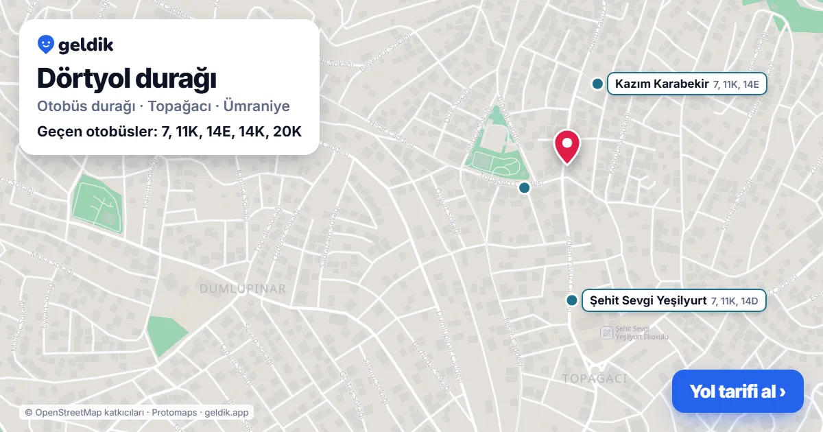 Dörtyol otobüs durağı haritada: konumu ve yakındaki duraklar