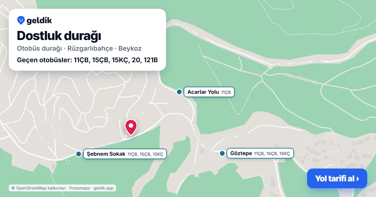 Dostluk otobüs durağı haritada: konumu ve yakındaki duraklar