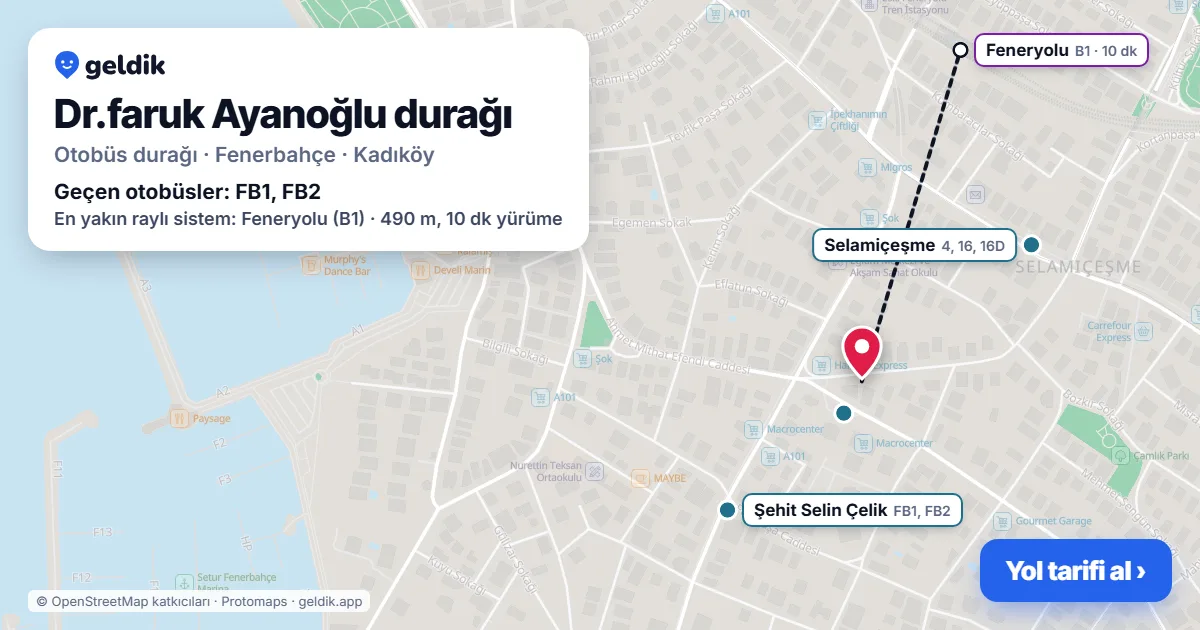 Dr.faruk Ayanoğlu otobüs durağı haritada: konumu ve yakındaki duraklar