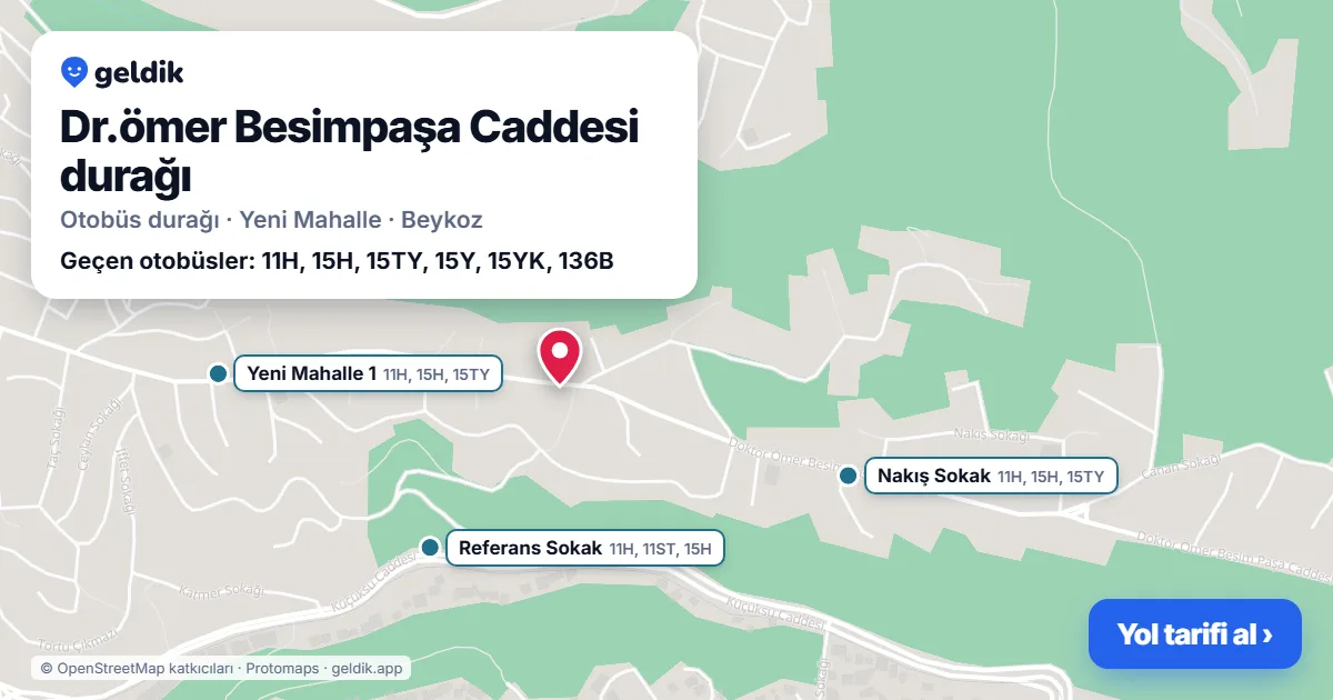 Dr.ömer Besimpaşa Caddesi otobüs durağı haritada: konumu ve yakındaki duraklar