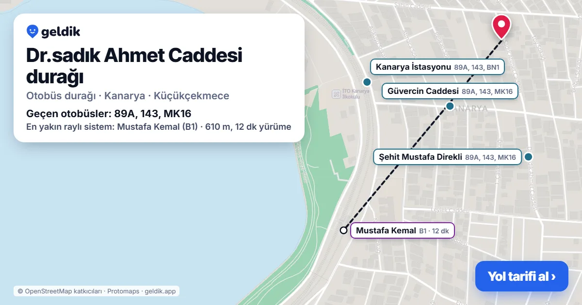 Dr.sadık Ahmet Caddesi otobüs durağı haritada: konumu ve yakındaki duraklar