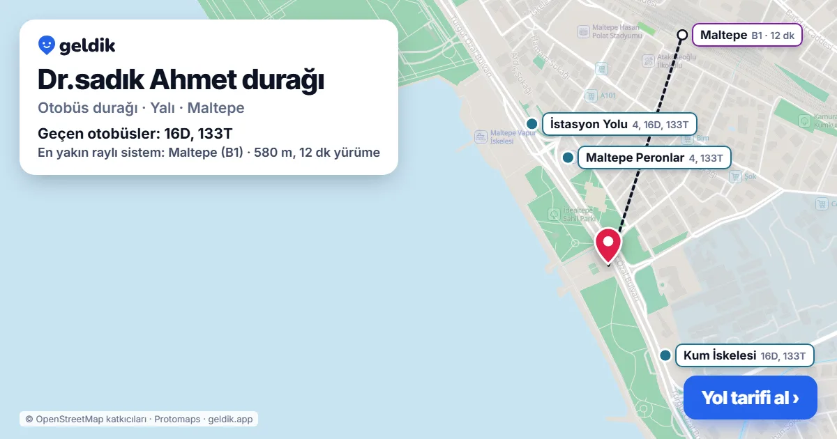 Dr.sadık Ahmet otobüs durağı haritada: konumu ve yakındaki duraklar