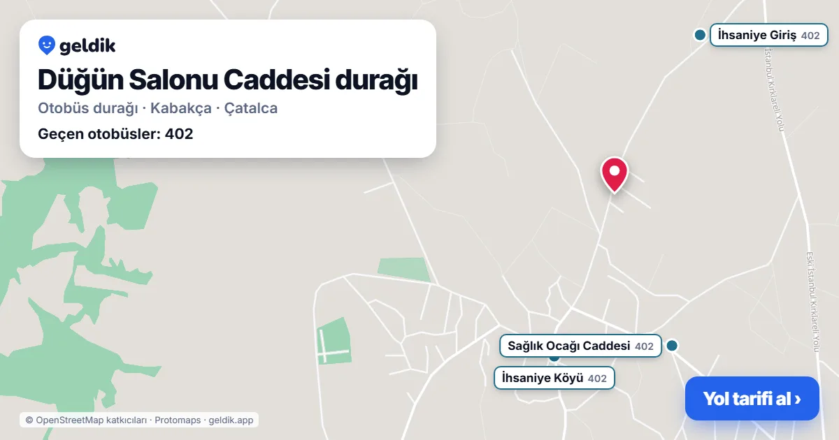 Düğün Salonu Caddesi otobüs durağı haritada: konumu ve yakındaki duraklar