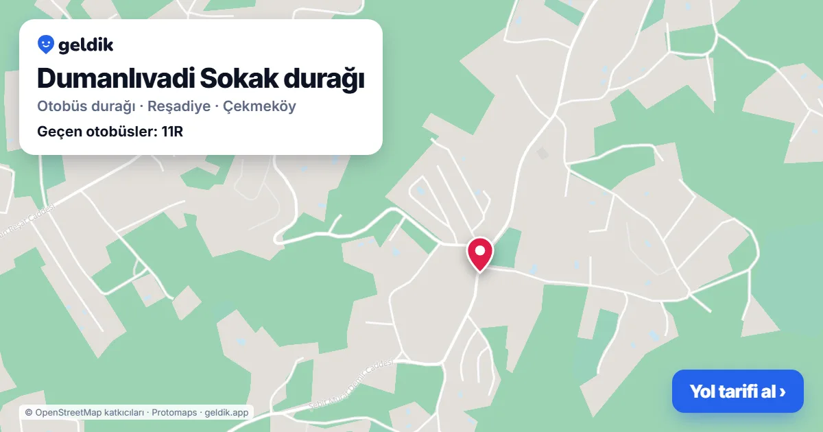 Dumanlıvadi Sokak otobüs durağı haritada: konumu ve yakındaki duraklar