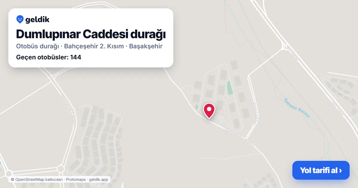 Dumlupınar Caddesi otobüs durağı haritada: konumu ve yakındaki duraklar