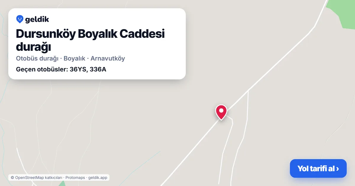 Dursunköy Boyalık Caddesi otobüs durağı haritada: konumu ve yakındaki duraklar