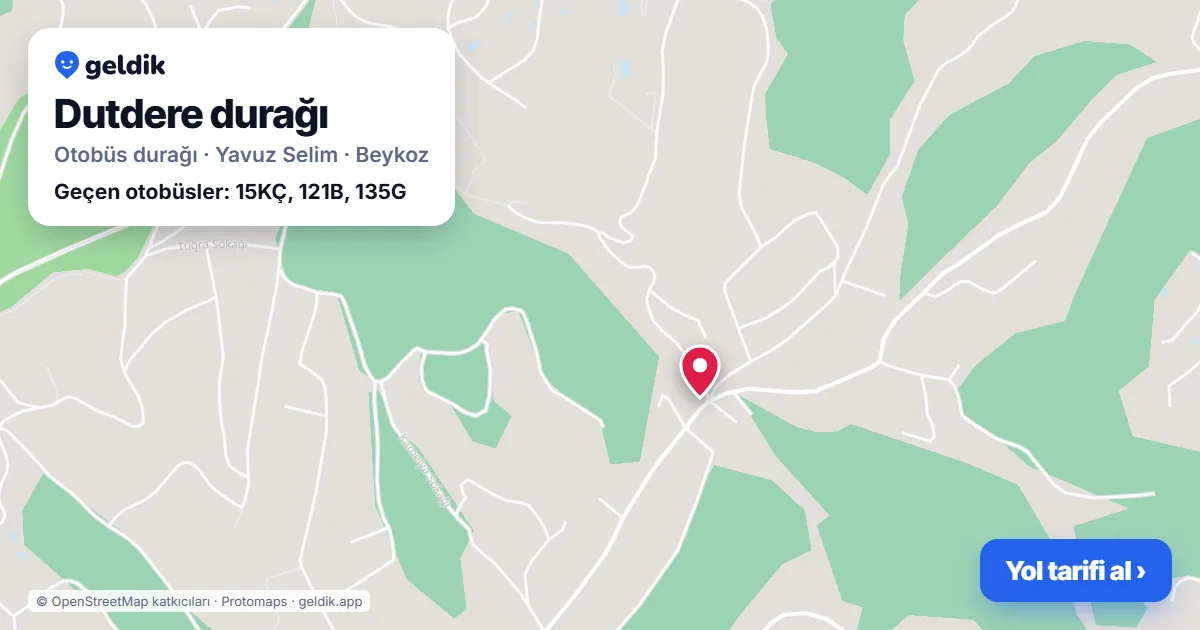 Dutdere otobüs durağı haritada: konumu ve yakındaki duraklar