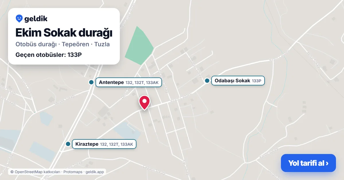 Ekim Sokak otobüs durağı haritada: konumu ve yakındaki duraklar