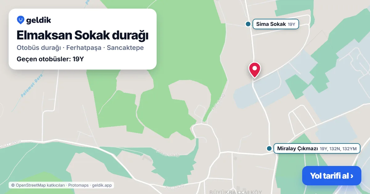 Elmaksan Sokak otobüs durağı haritada: konumu ve yakındaki duraklar