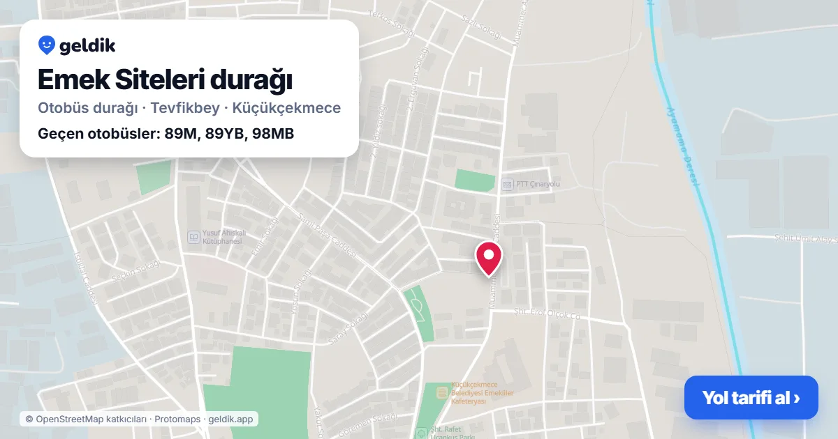 Emek Siteleri otobüs durağı haritada: konumu ve yakındaki duraklar
