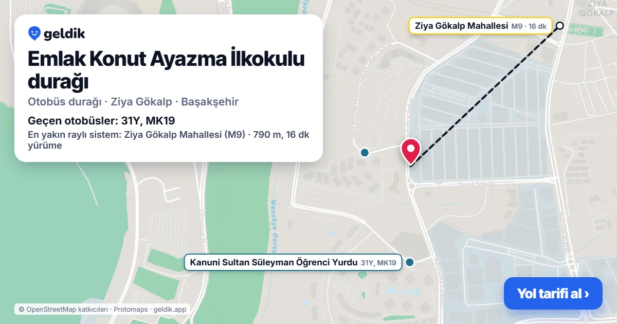 Emlak Konut Ayazma İlkokulu otobüs durağı haritada: konumu ve yakındaki duraklar