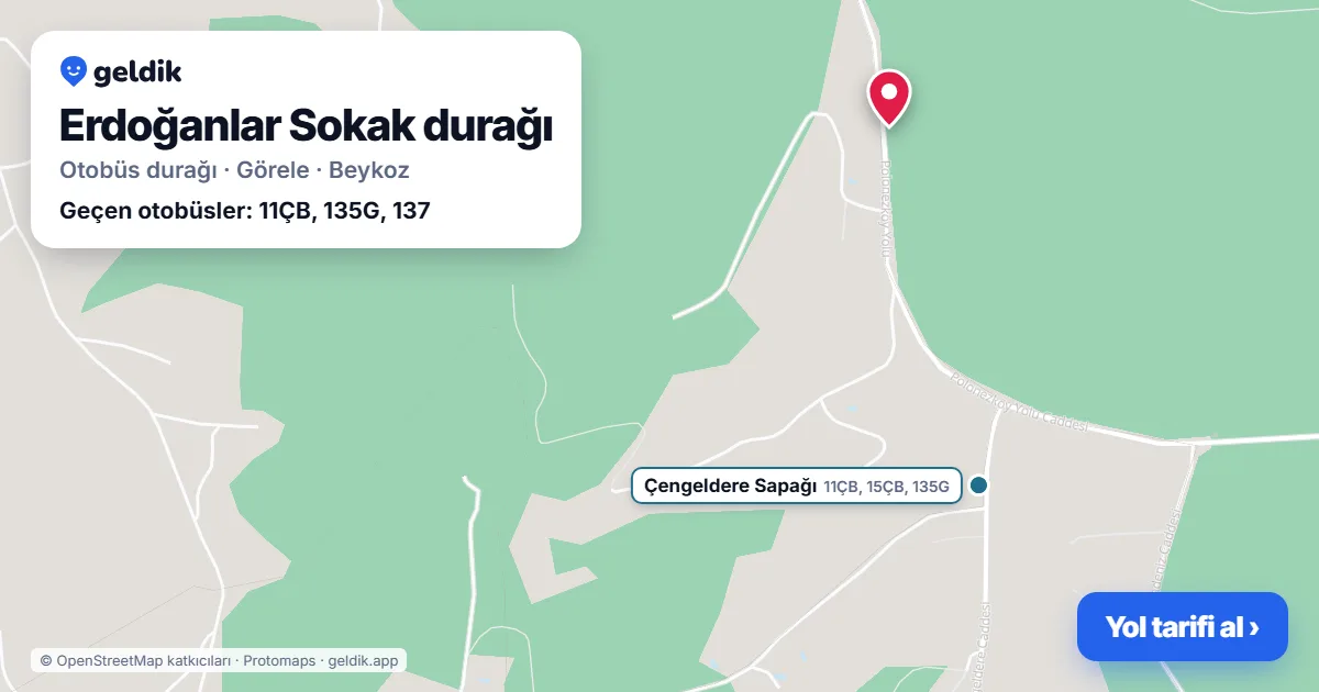 Erdoğanlar Sokak otobüs durağı haritada: konumu ve yakındaki duraklar