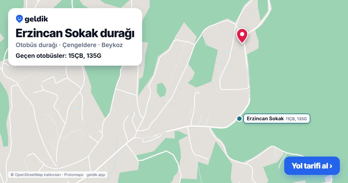 Erzincan Sokak otobüs durağı haritada: konumu ve yakındaki duraklar