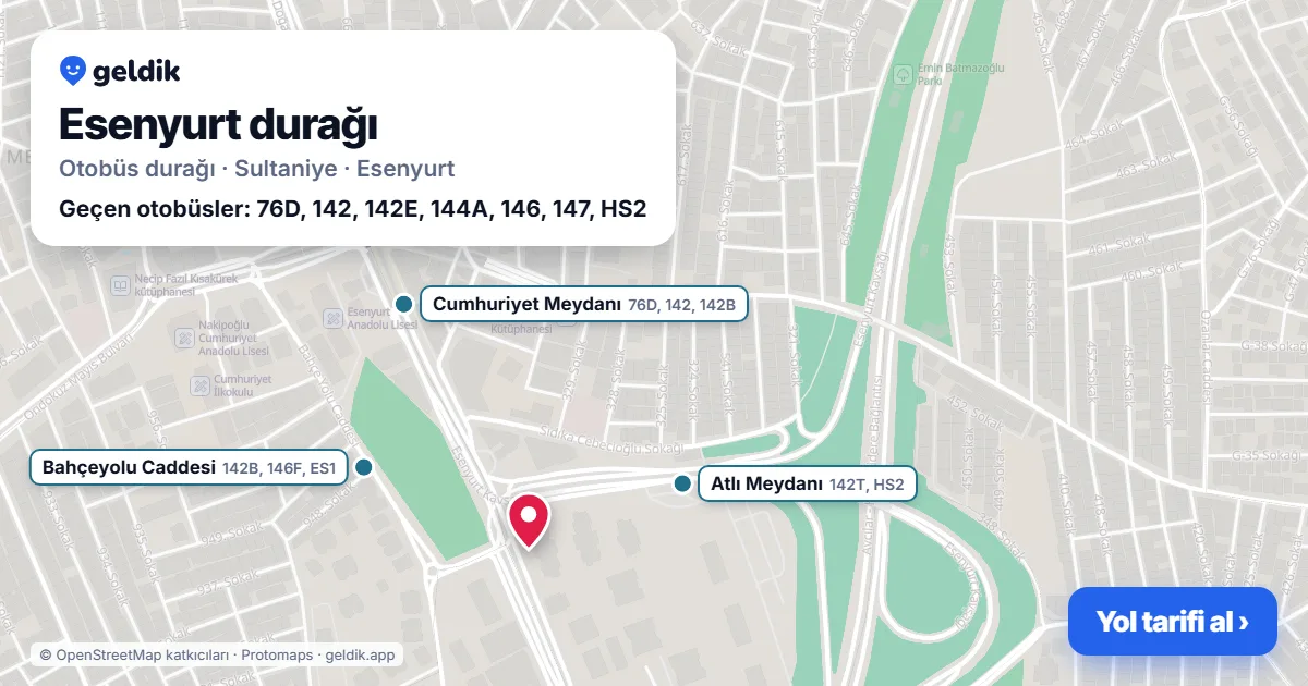 Esenyurt otobüs durağı haritada: konumu ve yakındaki duraklar