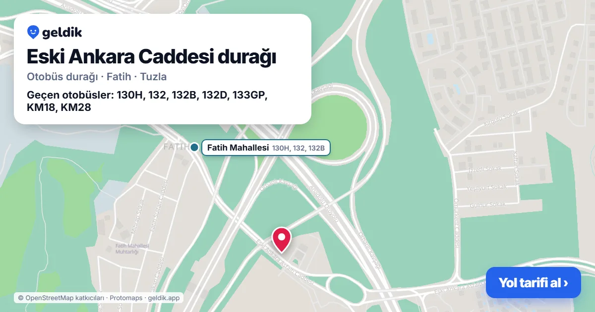 Eski Ankara Caddesi otobüs durağı haritada: konumu ve yakındaki duraklar