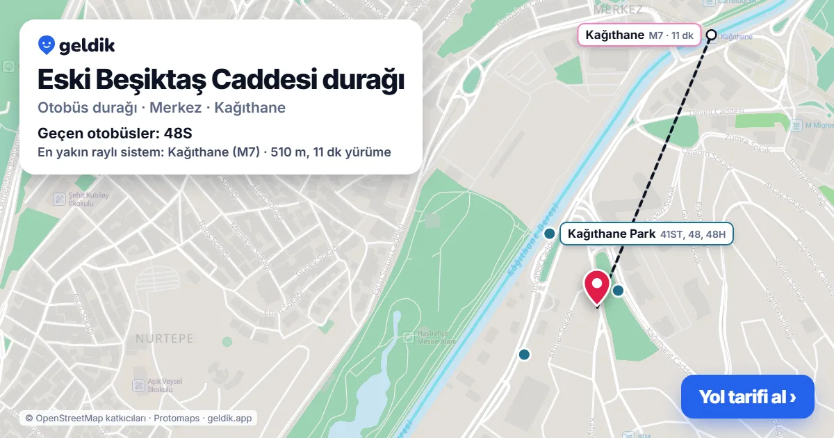Eski Beşiktaş Caddesi otobüs durağı haritada: konumu ve yakındaki duraklar